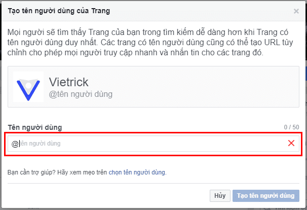 Hướng dẫn thiết lập URL tùy chỉnh cho Page Facebook - Vietrick