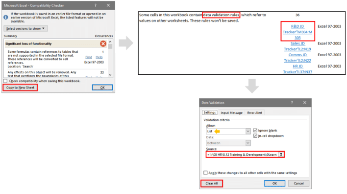 Break excel external link in Data validation rule