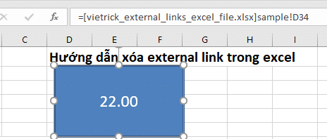 Break excel external link in Shape