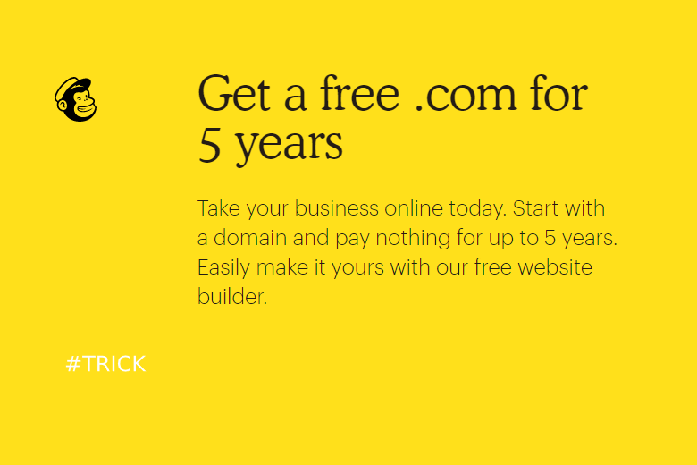 Mailchimp đang miễn phí tên miền .com 5 năm