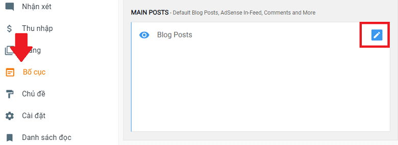 Edit Blog Posts options Edit Blog Posts options